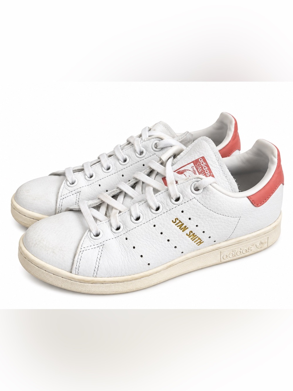 Adidas Stan Smith White & Rose Pink Leather Sneakers Size US 4.5 / EU 36.5